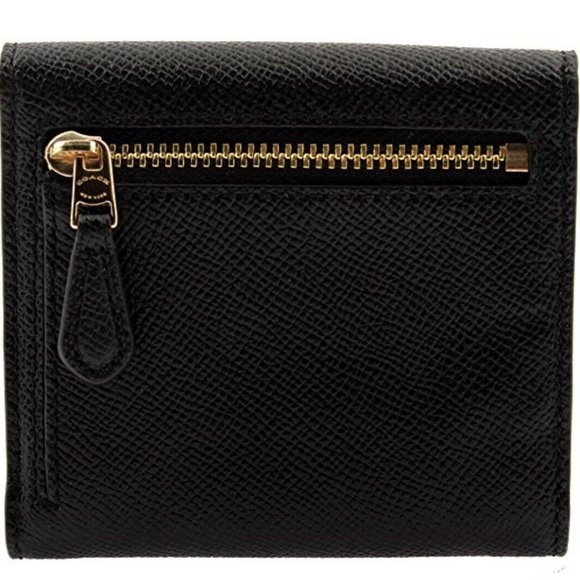 NWT NEW COACH SMALL TRIFOLD LEATHER WALLET BLACK - Picture 2 of 4